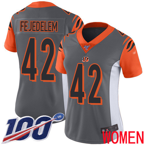 Cincinnati Bengals Limited Silver Women Clayton Fejedelem Jersey NFL Footballl #42 100th Season Inverted Legend